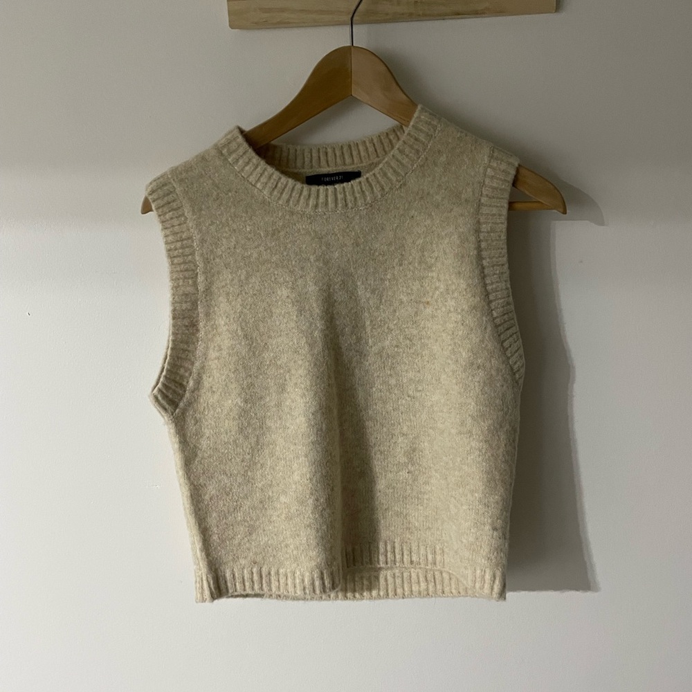 Cream Sleeveless Sweater, Sweater Vest